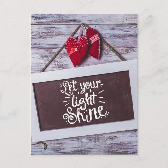 Let Your Light Shine Quote - Rustic Chalkboard Postcard (Front)