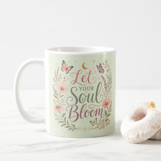 Let Your Soul Bloom Boho Wildflowers Soft Sage Coffee Mug