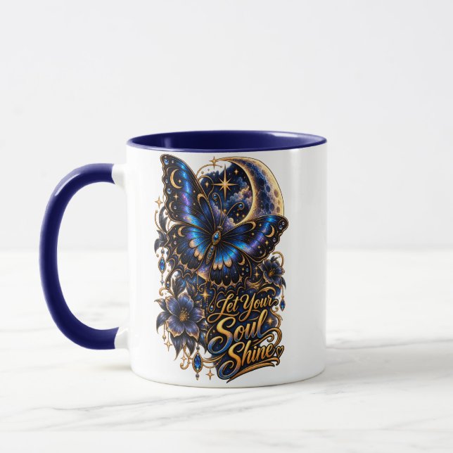 Let Your Soul Shine Celestial Butterfly Two Sided  Mug (Left)