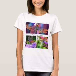Let Your Spirit Soar Dragonfly Art Collage T-Shirt