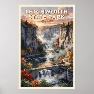 Letchworth State Park New York Vintage Travel Poster