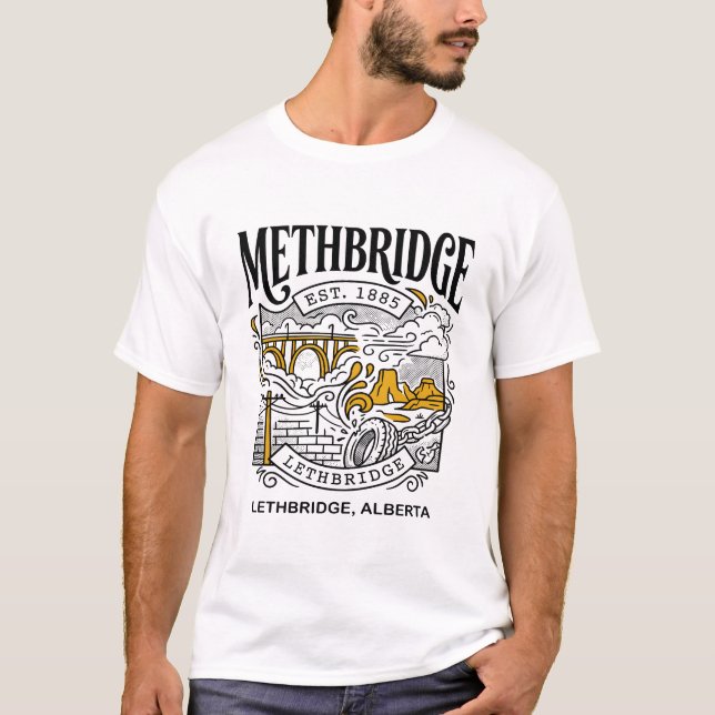 Lethbridge Alberta High Level Bridge Illustration T-Shirt (Front)