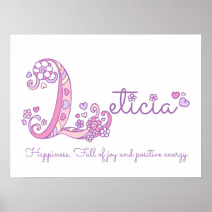 Leticia initial L doodle heart art name meaning Poster