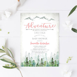 Let's Adventure Begin Forest Baby Shower Invitation