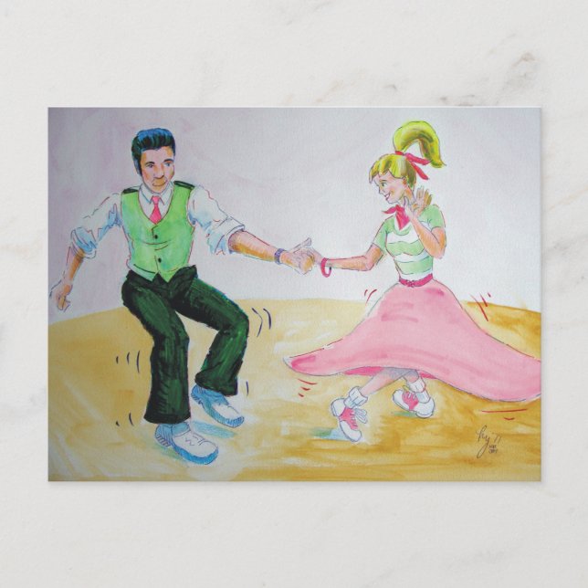 lets all do the twist swing dancers postcard (Front)