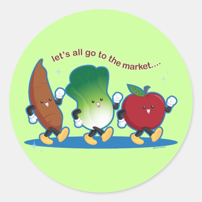 Let's All Go to the Market Classic Round Sticker (Front)