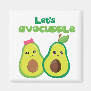 Let's Avocuddle Avocado Cute Love Couplet Magnet