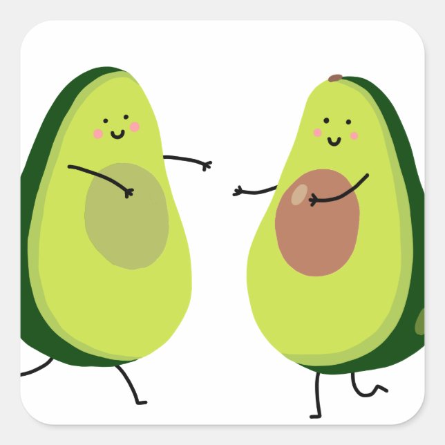 LET'S AVOCUDDLE, AVOCADO DESIGN SQUARE STICKER (Front)