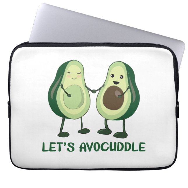 Let's Avocuddle - Funny Avocado Pun Laptop Sleeve (Front)