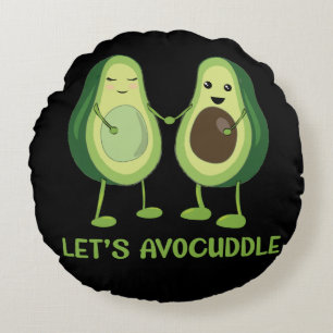 Let's Avocuddle - Funny Avocado Pun Round Cushion