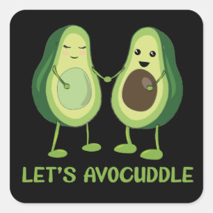 Let's Avocuddle - Funny Avocado Pun Square Sticker