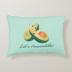 Let's Avocuddle Funny Cute Avocados Pun Humour Decorative Cushion