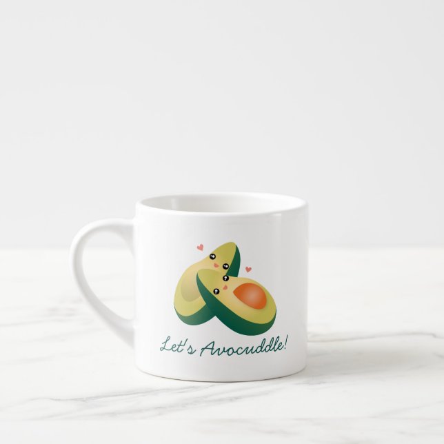 Let's Avocuddle Funny Cute Avocados Pun Humour Espresso Cup (Left)