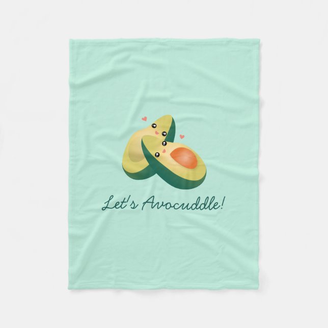 Let's Avocuddle Funny Cute Avocados Pun Humour Fleece Blanket (Front)