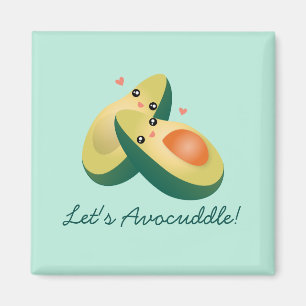 Let's Avocuddle Funny Cute Avocados Pun Humour Magnet