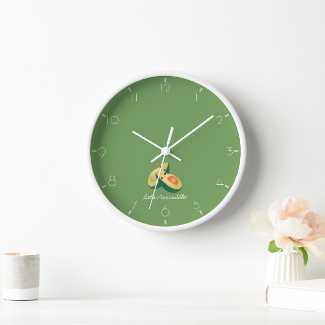 Let's Avocuddle Funny Cute Avocados Pun Humour Wall Clock (Home)