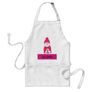 Let's Bake Girl Snowman in Pink Standard Apron
