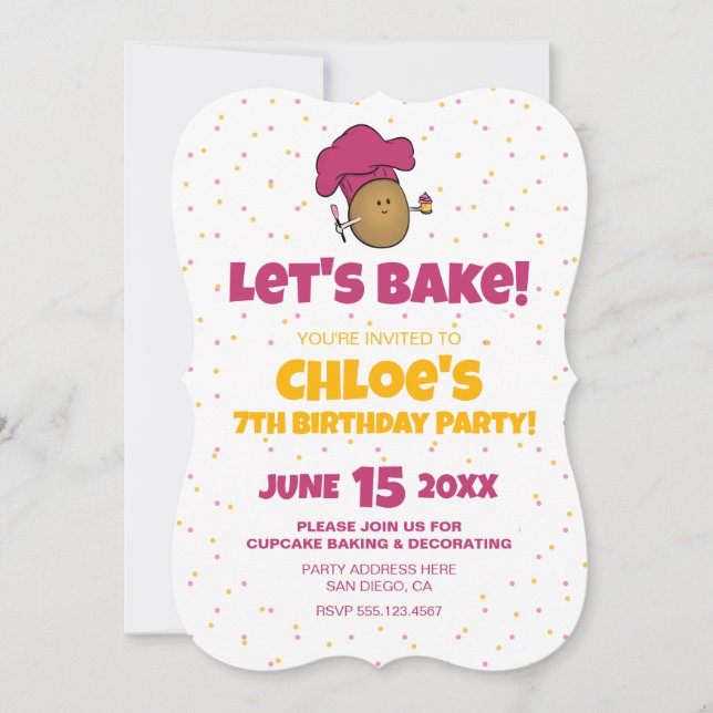 Let's Bake! Kid's Baking Party Invitation (Front)
