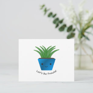 Let's Be Fronds Cute Kawaii Fern Holiday Postcard