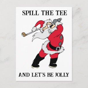 Let's Be Jolly Golfing Santa Holiday Postcard