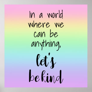 Let's Be Kind Pastel Rainbow Poster