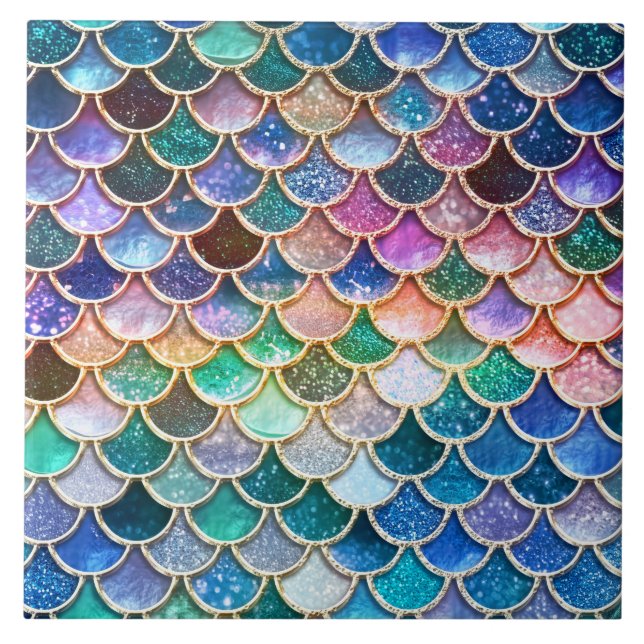 Let's be mermaids- Mermaid Glitter- Mermaid Scales Tile (Front)