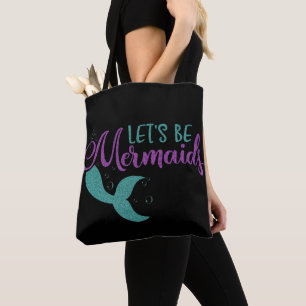 Let's be mermaids Purple Teal Glitter Texture Tote Bag