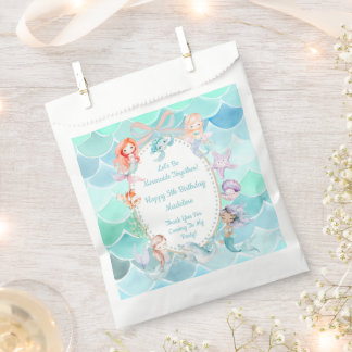Let's Be Mermaids Together Mermaid Party Birthday Favour Bag