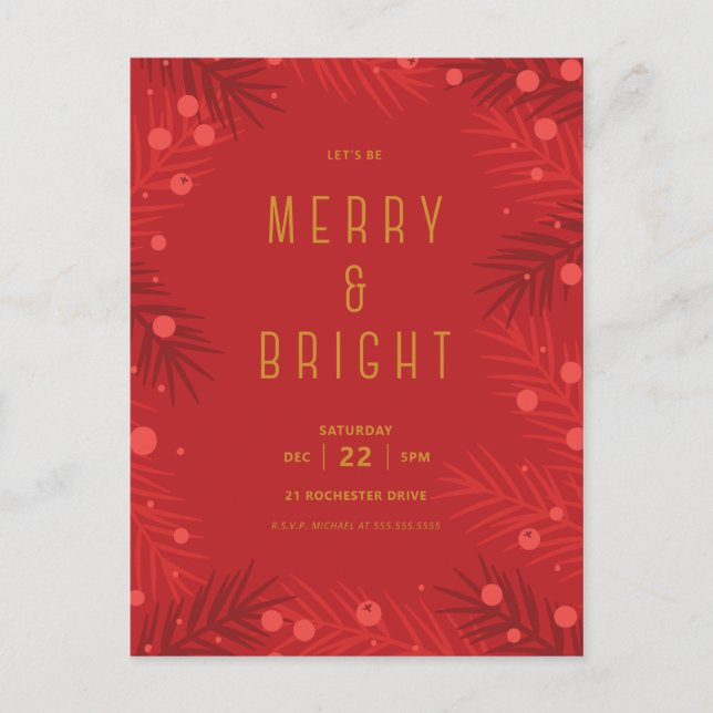 Let's Be Merry & Bright | Christmas Party Invite (Front)