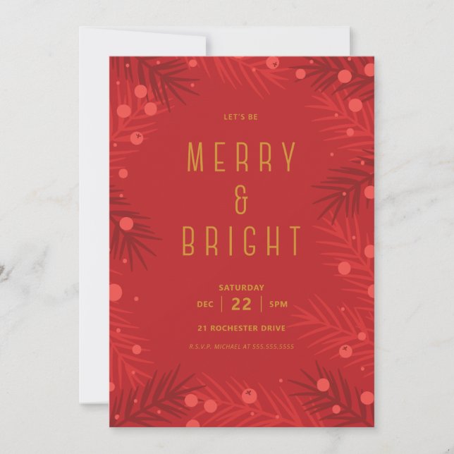 Let's Be Merry & Bright | Christmas Party Invite (Front)