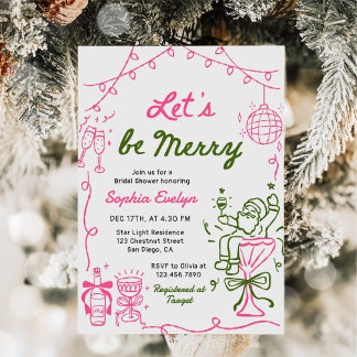 Let's be Merry Christmas Bridal Shower Invitation