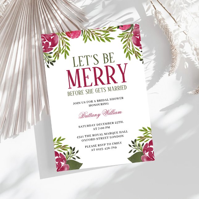 Let's Be Merry Christmas Bridal Shower Invitation (Creator Uploaded)