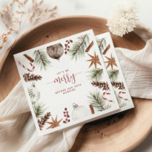 Let's Be Merry Rustic Christmas Bridal Shower Napkin