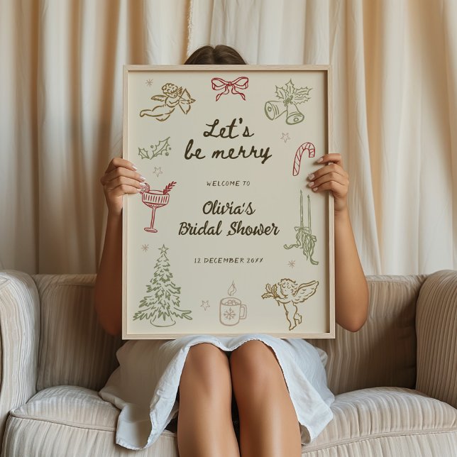 Let's be merry Whimsical Christmas Bridal Shower  Poster (Creator Uploaded)