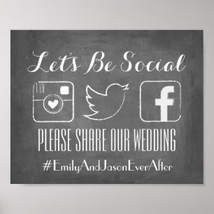 Let's Be Social Hashtag Sign