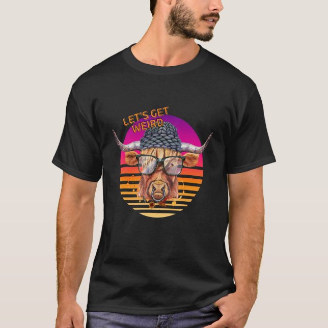 Let's Be Weird Hipster Longhorn Cow With Glasses A T-Shirt (Front)