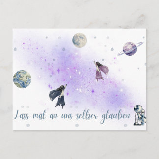 "Let's believe in ourselves" postcard