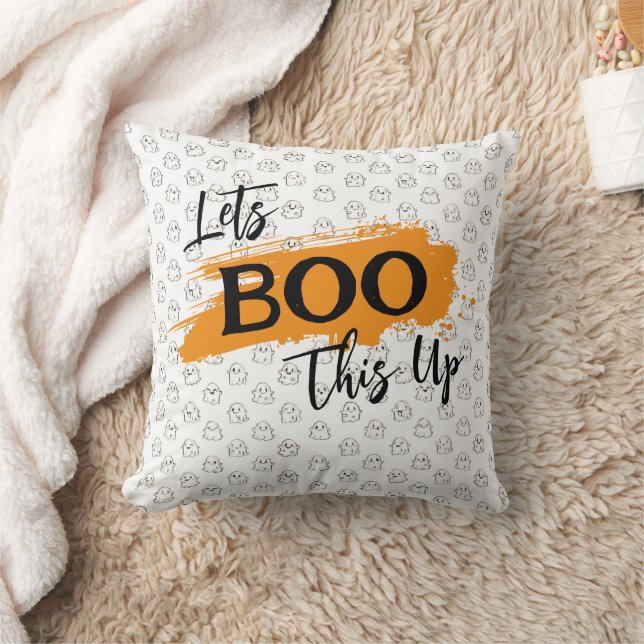Lets Boo This Up With Cute Flying Ghost Pattern Cushion (Blanket)