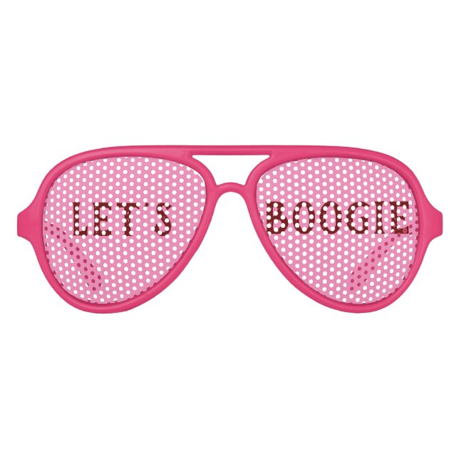 Let's Boogie !  Pink Disco Aviator Sunglasses (Front)
