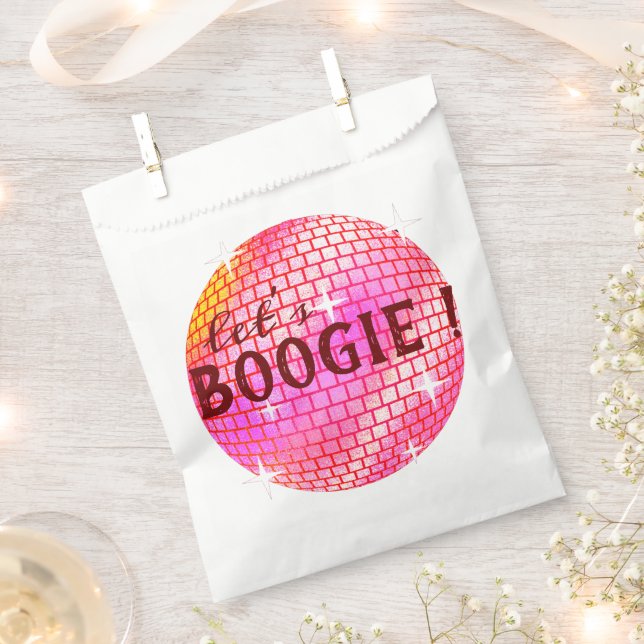 Let's Boogie !  Pink Disco ball    Favour Bag (Clipped)