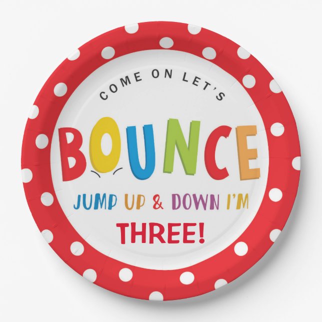 Let's Bounce Birthday Party Plates (Front)