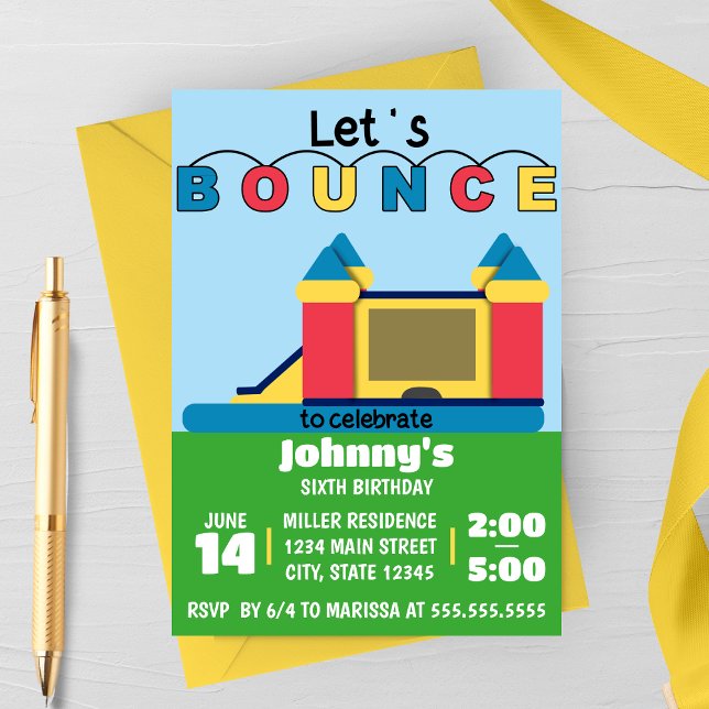 Let's Bounce, Bounce House Birthday Party Invitation (Creator Uploaded)