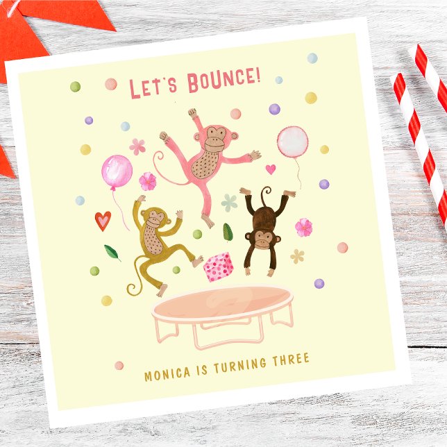 Let's bounce jumping monkeys kids birthday napkin (Creator Uploaded)