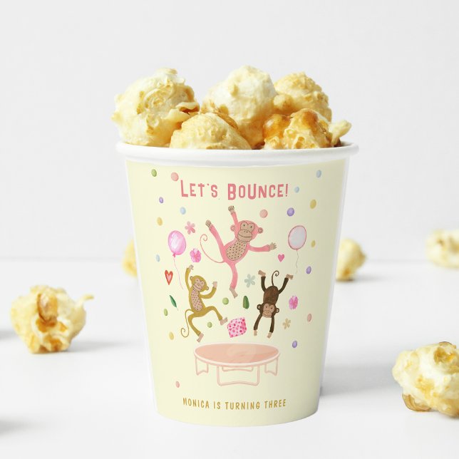 Let's bounce jumping monkeys kids birthday paper cups (Creator Uploaded)