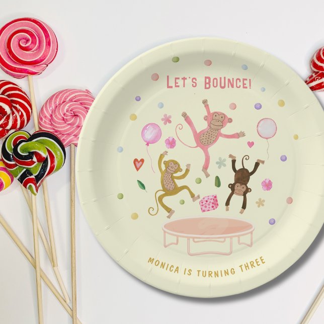 Let's bounce jumping monkeys kids birthday paper plate (Creator Uploaded)
