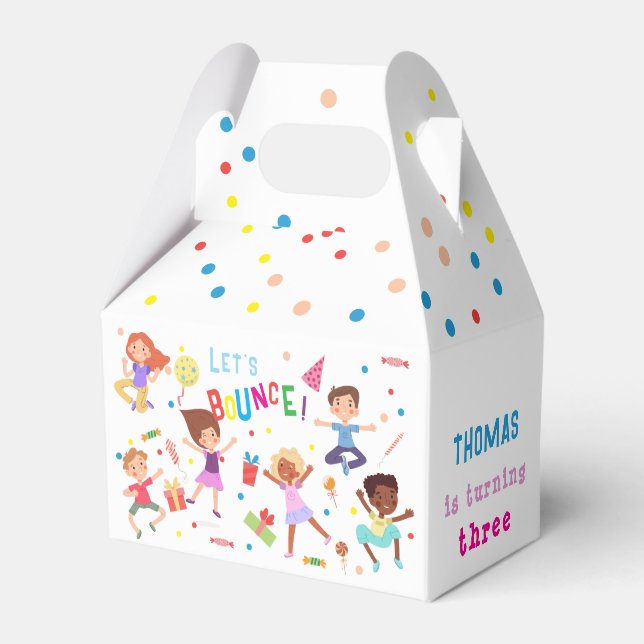 Let's bounce jumping park kids birthday favour box (Front Side)