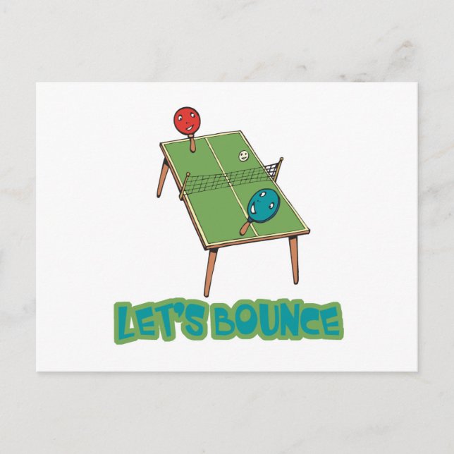Lets Bounce Ping Pong Table Tennis Postcard (Front)