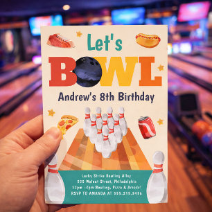 Let's Bowl Bowling Birthday Party Invitation