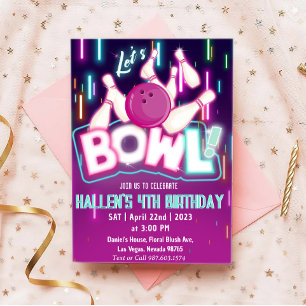 Let's Bowl Bowling Birthday Party Invitation