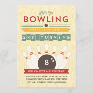 Let's Bowl! Multiple Birthday Party Invitation